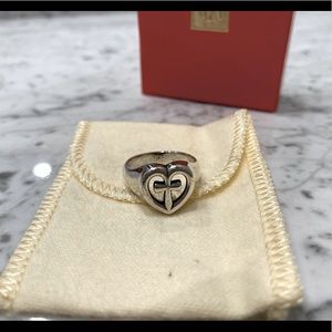 Retired James Avery Eternal Love Heart Cross Ring -7